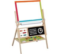 HYGRAD Wooden Kids Easel - Children’s Board with Magnetic, Chalk, Foldable, Clock, Alphabet, roll of Drawing Paper and Markers. 2-in-1 Double-Sided Blackboard and Whiteboard for Kids!