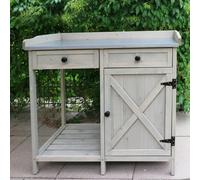 HYGRADBUILTTOSURVIVE Large Wooden Potting Bench Germination Work Bench With 2 Drawers And Cabinet Gardening Planting Work Station Gardening Storage Table