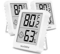 Hygrometer Thermometer Indoor Digital Vaikby Pack of 3 Humidity Meter & Room Thermometer, High Precision, Easy to Read, Energy Saving, for Indoor Use such as Living Room, Bedroom, Office