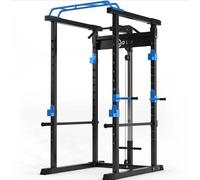 HyGYM Multi Gym Squat Rack Heavy Duty Weight Lifting Power Cage & Pull Up Bar (Blue)