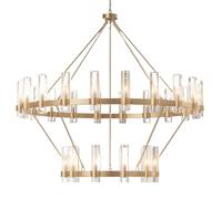 HYHDDM 20-Lights Black Round Chandelier - 60" Wagon Wheel With Glass Shade, Industrial Pendant For Dining Room/Kitchen Island(Gold,60in-1-Tier)