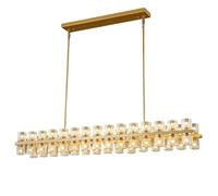 HYHDDM 36" 36-Light Wagon Wheel Chandelier, Modern Black K9 Crystal Dining Room Light, Over Table for Living Room Foyer(2-Rectangular-Brass-54in)
