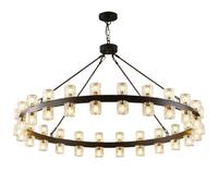 HYHDDM 36" 36-Light Wagon Wheel Chandelier, Modern Black K9 Crystal Dining Room Light, Over Table for Living Room Foyer(4-Round-Black-48in-Chain)