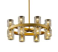 HYHDDM 36" 36-Light Wagon Wheel Chandelier, Modern Black K9 Crystal Dining Room Light, Over Table for Living Room Foyer(3-Round-Black-48in)