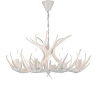 HYHDDM 6-Light White Deer Antler Chandelier 24.4” Rustic Ceiling Light Fixture with Adjustable Chainfor Foyer Living Room(Color B)