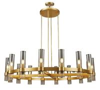 HYHDDM Gold Wagon Wheel Chandelier, 16-Light 48" Brass Farmhouse Chandelier, Glass Tubes with Dining Living Room(Brass,8light-37in)