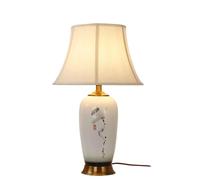 HYHDDM New Chinese Style All-Copper Ceramic Table Lamp, Lantern Shade Remote Control Bedside Lamp for Living Room Study(B,Remote Control)