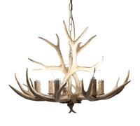 HYHDDM Retro Resin Deer Horn Chandelier - 6 Light Rustic Antler Pendant Lamp, Brown Finish for Bedroom, Dining & Kitchen