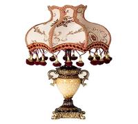 HYHDDM Victorian Handmade Table Lamp, Antique Carved Resin Base Bedside Lamp for Bedroom Living Room Study