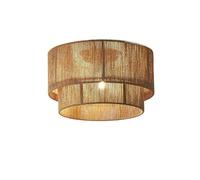 HYHDDM Woven Rope Ceiling Light Rattan Drum Semi Flush Mount, Nordic Farmhouse Light Fixture for Kitchen Bedroom Dining Room(Diameter 40cm)