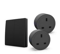 HYHIOTS Remote Control Plug Socket, Wireless light Switch & UK Plug Kit | RF433 Self Powered Panel with Round UK Outlet 16A, V0 PC Material, UKCA Certified, No need WiFi/Battery, for Home Appliances