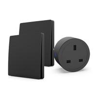 HYHIOTS Remote Control Plug Socket, Wireless light Switch & UK Plug Kit | RF433 Self Powered Panel with Round UK Outlet 16A, V0 PC Material, UKCA Certified, No need WiFi/Battery, for Home Appliances