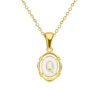 HYHJYMG 14K Gold Filled Alphabet Necklace For Women And Men, Drip Oil Letter Oval Necklaces Alphabet J K L M N O P Q Initials Pendant Necklace, Bubble Necklace Letter Charms