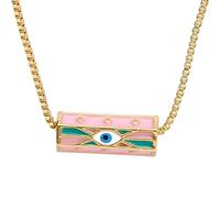 HYHJYMG 14K Gold Filled Evil Eye Necklace for Men and Women, Lucky Eye Drip Oil Colourful Evil Eye Pendant Necklace, Dainty Chain Necklace, Eyeball Necklace, Eye of Horus Layered Necklace