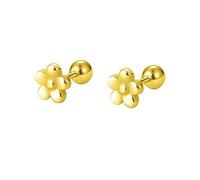 HYHJYMG 18G Minimalist Flower Sterling Silver Earrings for Women Girls Teens Hypoallergenic Stud Tiny Small 4mm Ball Back Cartilage Tragus Piercing Screw Post Cute Birthday Holiday Jewelry Gifts