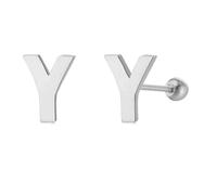 HYHJYMG 18G Tiny Initial Stud Earrings for Women Girls 925 Sterling Silver 14K Gold Plated Hypoallergenic Cute Small Alphabet Letter Cartilage Tragus 3mm Ball Screw Back Piercing Sensitive Ear