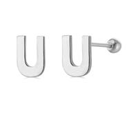 HYHJYMG 18G Tiny Initial Stud Earrings for Women Girls 925 Sterling Silver 14K Gold Plated Hypoallergenic Cute Small Alphabet Letter Cartilage Tragus 3mm Ball Screw Back Piercing Sensitive Ear