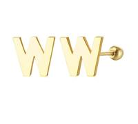 HYHJYMG 18G Tiny Initial Stud Earrings for Women Girls 925 Sterling Silver 14K Gold Plated Hypoallergenic Cute Small Alphabet Letter Cartilage Tragus 3mm Ball Screw Back Piercing Sensitive Ear