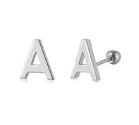 HYHJYMG 18G Tiny Initial Stud Earrings for Women Girls 925 Sterling Silver 14K Gold Plated Hypoallergenic Cute Small Alphabet Letter Cartilage Tragus 3mm Ball Screw Back Piercing Sensitive Ear