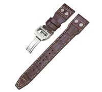 HYHJYMG 20mm 21mm 22mm Fit For IWC Big Pilot IW377714 Spitfire TOP GUN Brown Cowhide Strap Genuine Leather Rivet Watchband