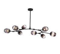 HYHJYMG 6 Industrial Iron Art Chandelier Mid Century Pendant Lighting Adjustable Ceiling Fixture for Hallway Bar Kitchen,Smoke Gray,8 Light Fixture(Blue,6 Lights)