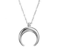 HYHJYMG 925 Sterling Silver Crescent Moon Necklace for Women Men, Vintage Crescent Moon Pendant with Small Round Beads, Simple Moon Pendant Necklaces, Moon Phase Necklace, Crescent Moon Necklace