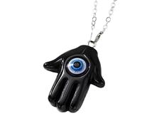 HYHJYMG 925 Sterling Silver Hamsa Necklace For Women And Men, Multicolor Evil Eye Hamsa Hand Necklace Turkey Lucky Blue Eye Fatima Hand Clavicle Chain, Mano De Fatima Con Ojo Turco