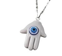 HYHJYMG 925 Sterling Silver Hamsa Necklace For Women And Men, Multicolor Evil Eye Hamsa Hand Necklace Turkey Lucky Blue Eye Fatima Hand Clavicle Chain, Mano De Fatima Con Ojo Turco
