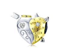 HYHJYMG Accessories 925 Sterling Silver Necklace Pendant Charm Beads for Necklace Dangle Bead DIY Women's Bracelet Bead for Bracelet Angels and Demons Gold and Silver Two-Color