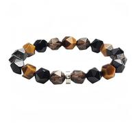 HYHJYMG Accessories Bead Bracelet Men, Bracelet Natural Polygonal Tiger Eye Stone Obsidian Beads Crystal Gemstone Bead Bracelet Elastic Beaded Bracelets Christmas Jewelry for Women Men