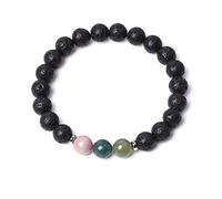 HYHJYMG Accessories Beaded Bracelets,Beaded Bracelets Natural Indian Agate Black Lava Stone Beads Bangles Elastic Crystal Bracelet Fashion Crystal Jewelry for Men Women