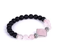 HYHJYMG Accessories Beaded Bracelets, Beaded Bracelets Natural Obsidian Stone Rose Quartz Pyramid Pendant Bangles Elastic Crystal Bracelet Reiki Crystal Jewelry for Men Women