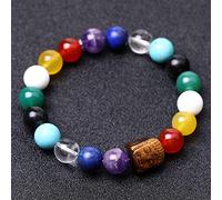 HYHJYMG Accessories Beaded Bracelets,Natural Colorful Stone Beads Beaded Bracelets,Tiger Eye Stone Buddha Head Pendant Bangles,Elastic Crystal Bracelet Reiki Crystal Jewelry for Men Women