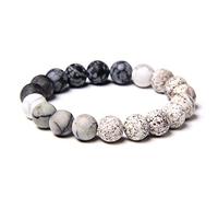 HYHJYMG Accessories Beaded Bracelets,Natural Crystal Bracelet Black Picture Jasper Beads Bangles Elastic Beaded Bracelets Reiki Crystal Jewelry For Men Women,8Mm