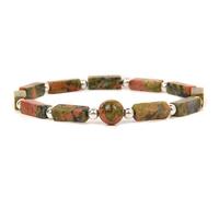 HYHJYMG Accessories Boho Bracelets for Women,natural Square Strip Unakite Beaded Bracelets,Stretch Gemstone Bracelet,Protection Spiritual Amulet Lucky Charms Bracelets Gifts for Men Women