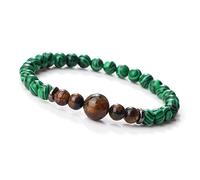 HYHJYMG Accessories Bracelet,Beaded Bracelets Natural Green Malachite Tiger Eye Stone Beads Bangles Elastic Crystal Bracelet Fashion Crystal Jewelry for Men Women,6Mm