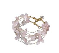 HYHJYMG Accessories Braided Bracelet,Beaded Bracelets Natural Multi-Layered Wire Winding Rose Quartz Gravel Bangles With Adjustable Crystal Bracelet Reiki Crystal Jewelry for Men Women