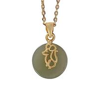 HYHJYMG Accessories Vintage S925 Necklace for Women Jade Gilded Zodiac Rat Handmade Classical Jewelry Women's Pendant Necklaces Charm Gift National Old Craft