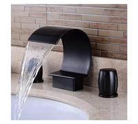 HYHJYMG Bathroom Faucets Widespread Basin Sink Hot Cold Water Mixer Dual Handle Three Hole Black Taps Brush Nickel,Kitchen Sink Faucet