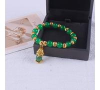 HYHJYMG Charm Jewelry Gemstone Bracelet,Natural Green Onyx Beads Beaded Bracelet,Golden Agate Pendant Bangles,Elastic Crystal Bracelet Fashion Crystal Jewelry for Men Women