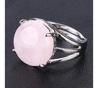 HYHJYMG Copper Open Crystal Natural Stone Round Beads Rings for Women