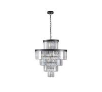 HYHJYMG Crystal Chandelier Black/Gold Frame Layered Ceiling Lamp for Living Dining Room and Bedroom - Adjustable Height