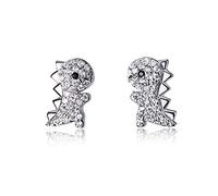 HYHJYMG Crystal Dinosaur Stud Earrings for Teen Girls 925 Sterling Silver Pave CZ Small Cute Dragon Animal Studs Post Nickel Free Jewelry Birthday Gifts for Daughter Niece