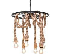 HYHJYMG E27 Modern Fashion Industrial Art Chandelier Personalized Bedroom Creative Hemp Rope Lamp Chandelier Industrial Hanging Lamp Height Adjustable Design Creative Hemp Rope Hanging Lamp
