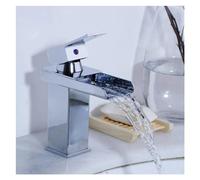 HYHJYMG Faucet, Bathroom Basin Sink Faucet Brass Waterfall Faucets Single Lever Deck Mounted Mixer Hot Cold Water Tap Gold Black Taps