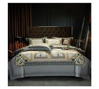 HYHJYMG Four piece bedding set 1000TC Cotton Luxury Chic Bedding 4Pcs Soft Silky Vintage Pattern Duvet Cover Sheet Pillowcases Queen King Size Bed Four Pieces Set, (B-King