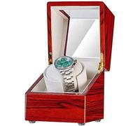 HYHJYMG GaRcan Automatic Single Watch Winder Box 5 Rotation Mode Soft Flexible Watch Pillow Dual Power Supply Quiet Motor Accessories Red - b, (Black E)