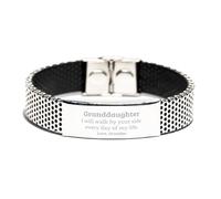 HYHJYMG Granddaughter Stainless Steel Bracelet - A Unique Gifts of Love from Grandpa for Birthday, Christmas, Graduation, and More, Small, Silver Plated Zinc, Cubic Zirconia
