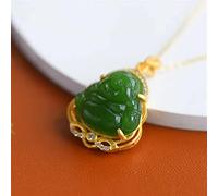 HYHJYMG Hetian Jade Green Jade Small Maitreya Smiling Buddha Pendant S925 Sterling Silver Necklace For (Gem Color : White)