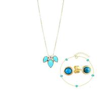 HYHJYMG jewellery 925 jewelry set for women - leaf turquoise pendant adjustable necklace earrings and bracelet set, handmade jewelry set for girls engagement accessories jewelry